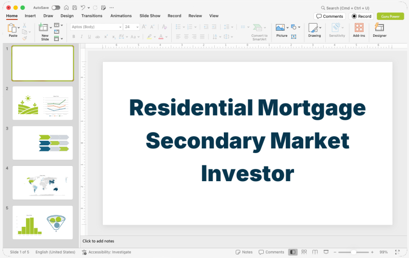 Residential Mortgage Secondary Market Investor Presentation