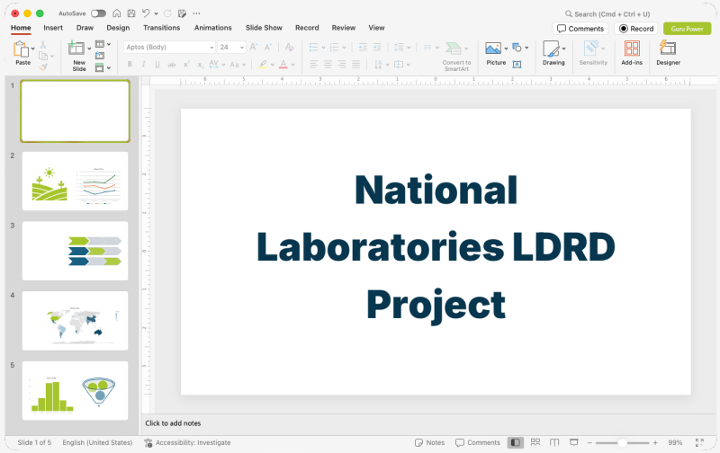 National Laboratories LDRD Project Pitch-Deck