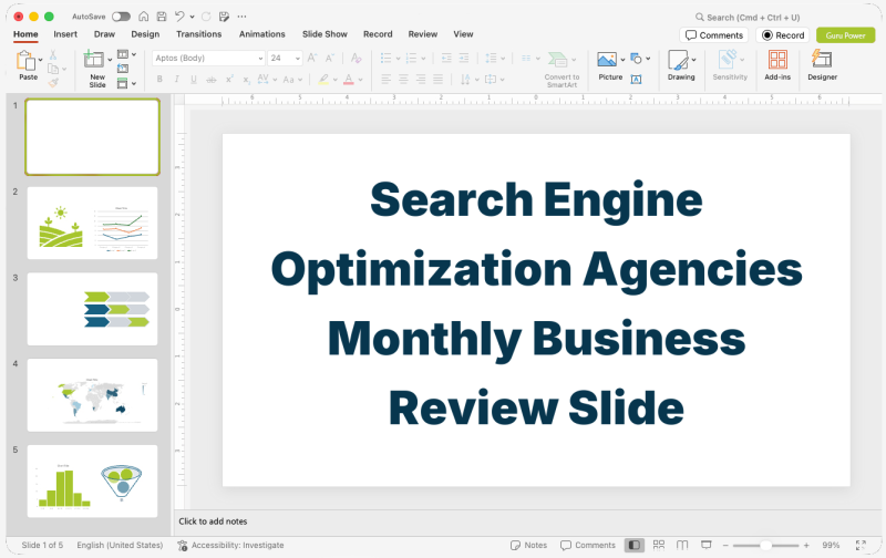 Search Engine Optimization Agencies Monthly Business Review Slide-Deck