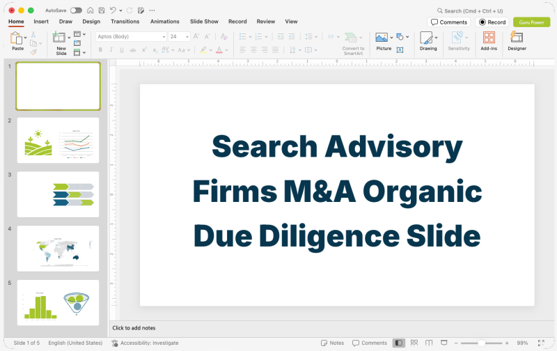 Search Advisory Firms M&A Organic Due Diligence Slide-Deck