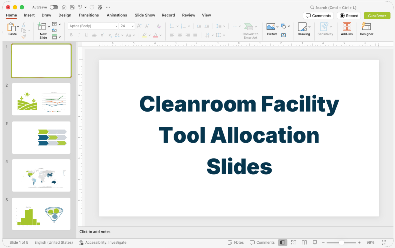 Cleanroom Facility Tool Allocation Slides