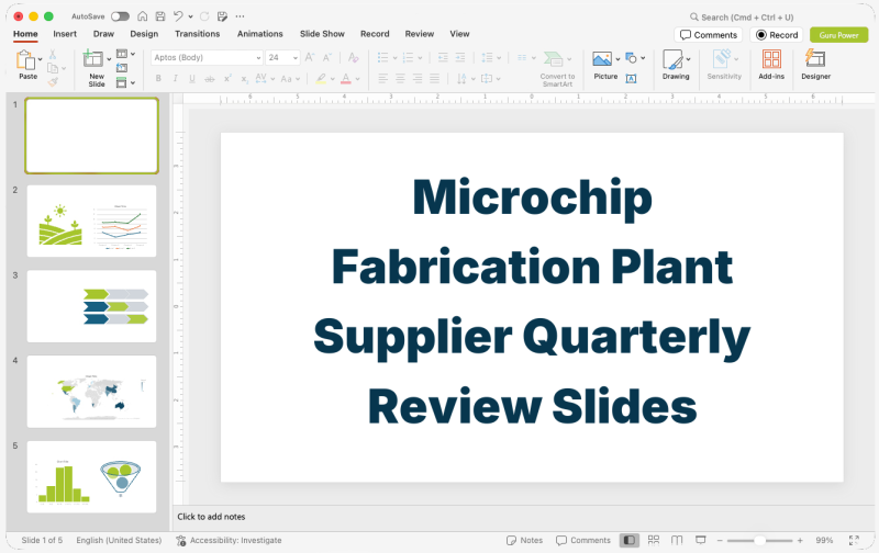 Microchip Fabrication Plant Supplier Quarterly Review Slides