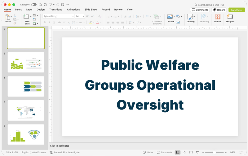 Public Welfare Groups Operational Oversight Deck