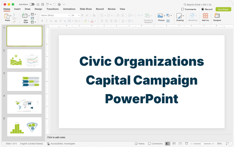 Civic Organizations Capital Campaign PowerPoint