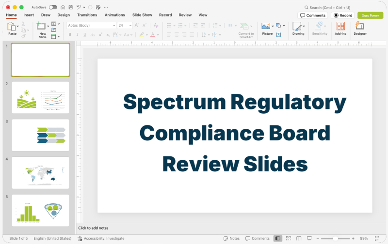 Spectrum Regulatory Compliance Board Review Slides