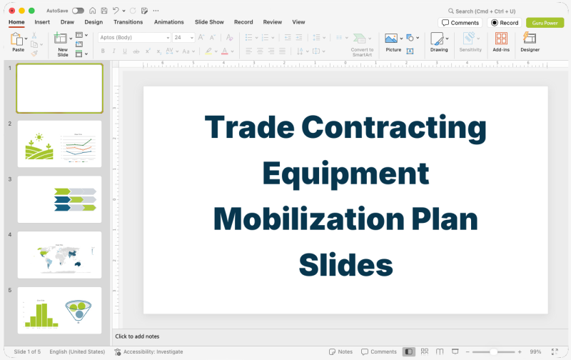 Trade Contracting Equipment Mobilization Plan Slides