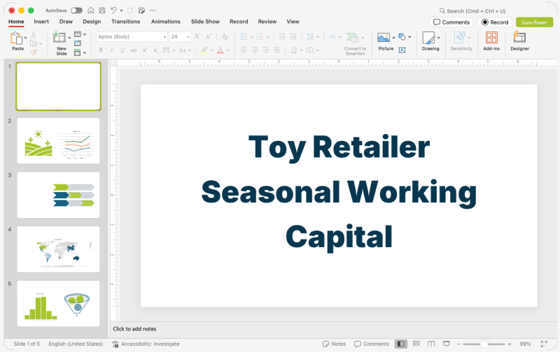 Toy Retailer Seasonal Working Capital Deck