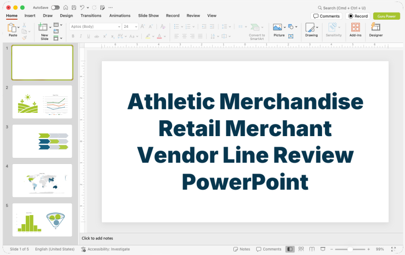 Athletic Merchandise Retail Merchant Vendor Line Review PowerPoint