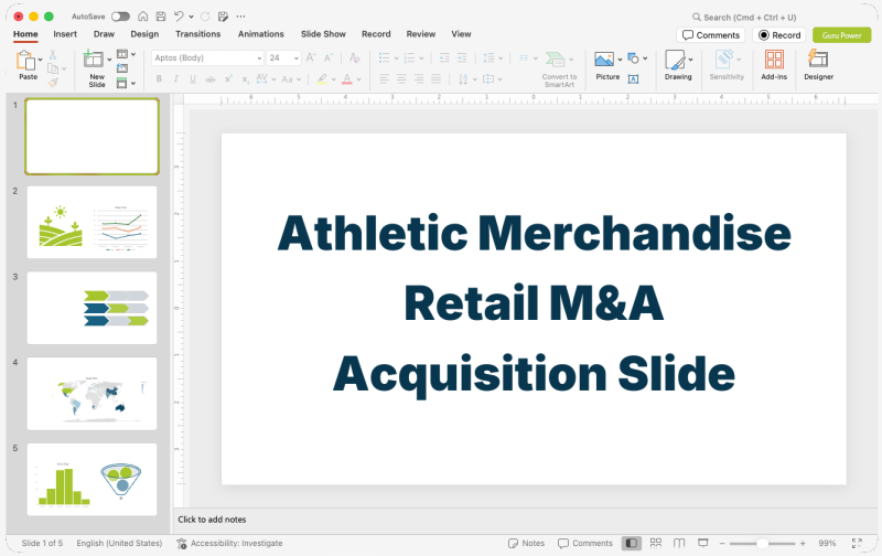 Athletic Merchandise Retail M&A Acquisition Slide-Deck