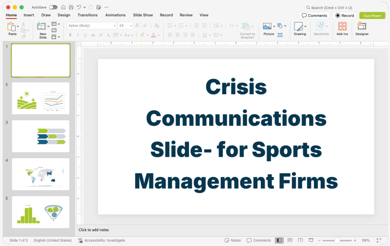 Crisis Communications Slide-Deck for Sports Management Firms
