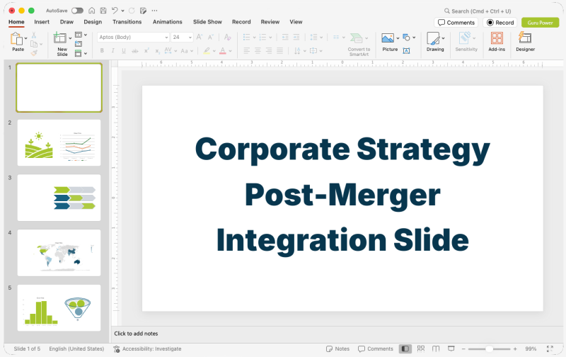 Corporate Strategy Post-Merger Integration Slide-Deck