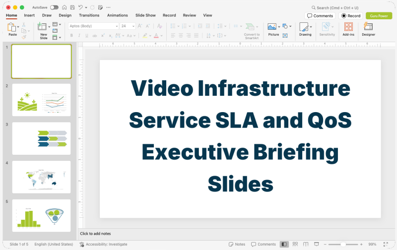 Video Infrastructure Service SLA and QoS Executive Briefing Slides