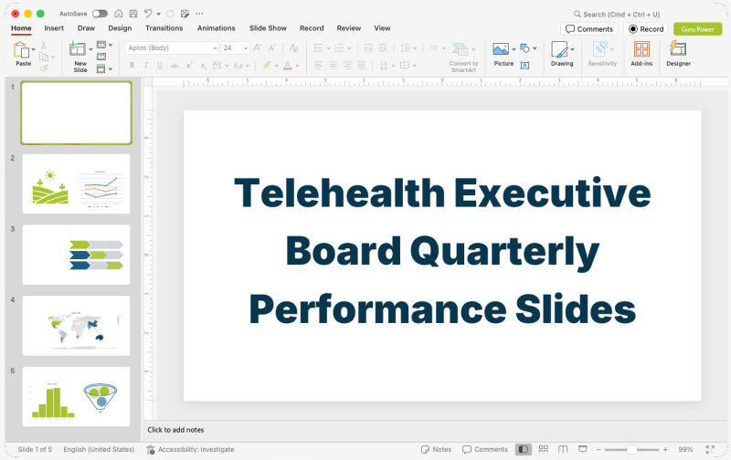 Telehealth Executive Board Quarterly Performance Slides