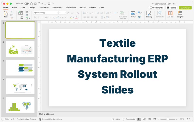 Textile Manufacturing ERP System Rollout Slides