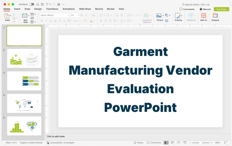 Garment Manufacturing Vendor Evaluation PowerPoint
