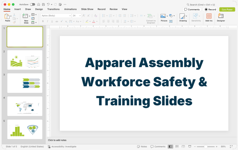 Apparel Assembly Workforce Safety & Training Slides