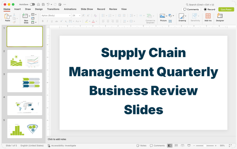 Supply Chain Management Quarterly Business Review Slides