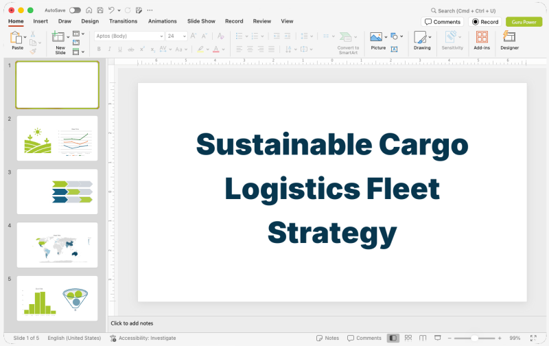 Sustainable Cargo Logistics Fleet Strategy Presentation
