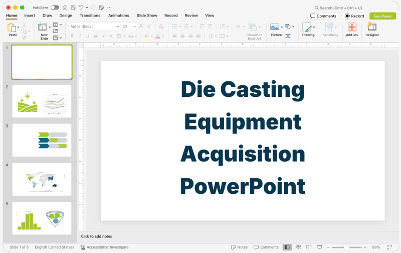 Die Casting Equipment Acquisition PowerPoint