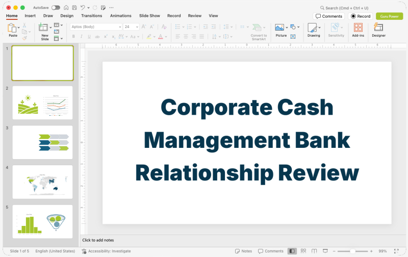 Corporate Cash Management Bank Relationship Review Deck