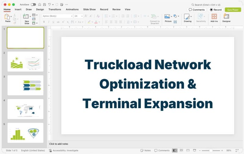 Truckload Network Optimization & Terminal Expansion Pitch-Deck