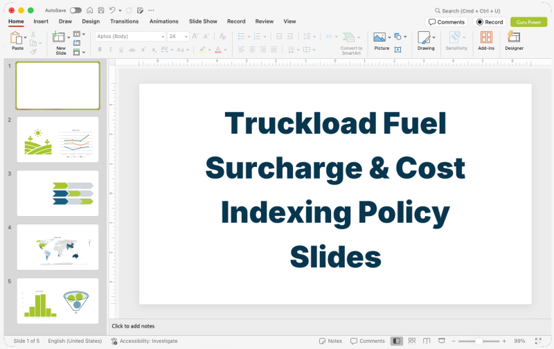 Truckload Fuel Surcharge & Cost Indexing Policy Slides