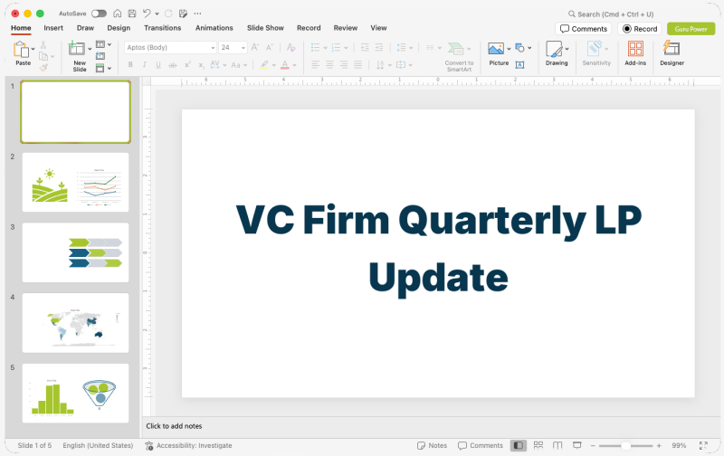 VC Firm Quarterly LP Update Presentation