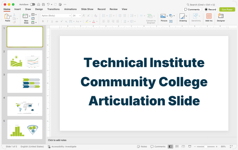 Technical Institute Community College Articulation Slide-Deck