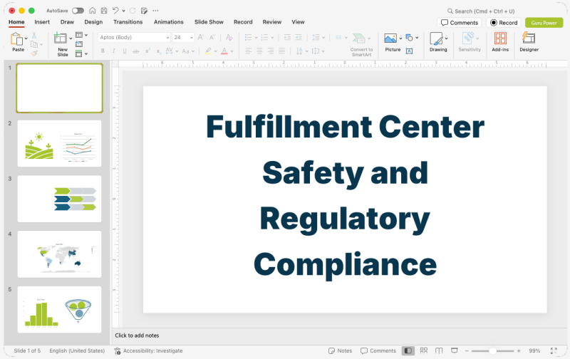 Fulfillment Center Safety and Regulatory Compliance Deck