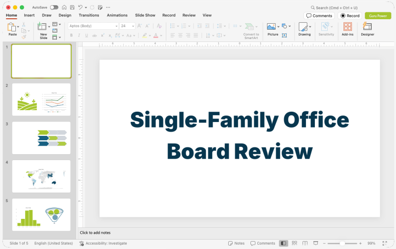 Single-Family Office Board Review Presentation