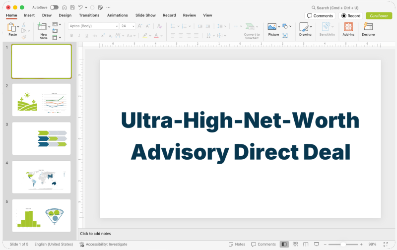 Ultra-High-Net-Worth Advisory Direct Deal Pitch-Deck