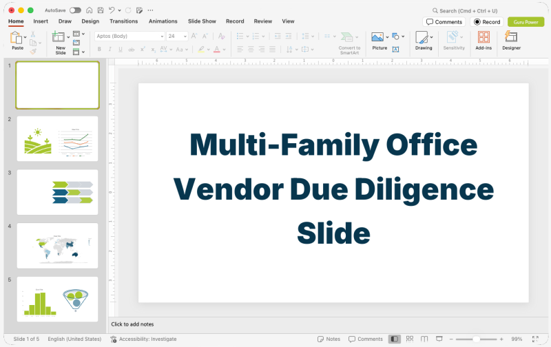 Multi-Family Office Vendor Due Diligence Slide-Deck