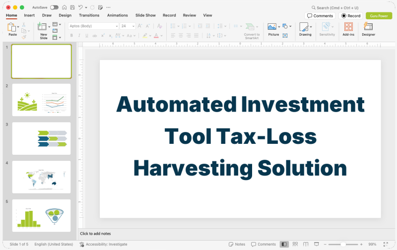 Automated Investment Tool Tax-Loss Harvesting Solution Pitch-Deck