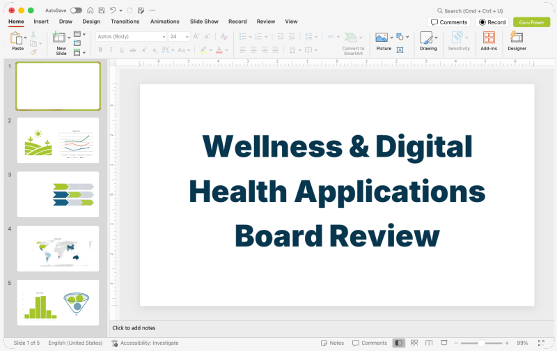 Wellness & Digital Health Applications Board Review Pitch-Deck