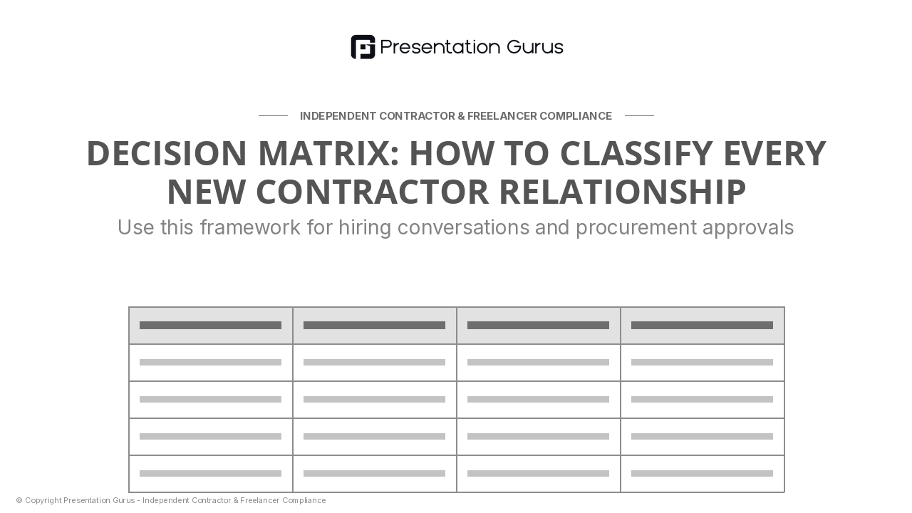 Classification Decision Matrix
